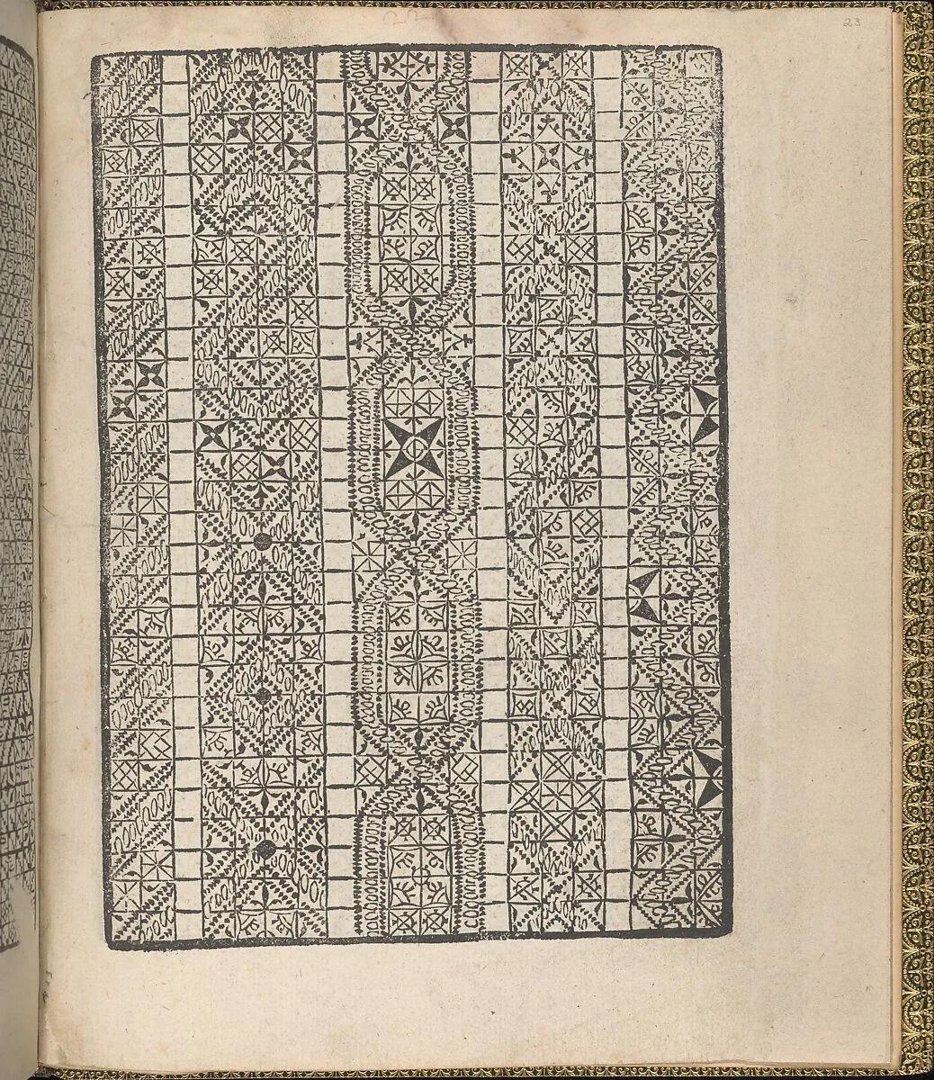 Giardineto novo di punti tagliati et gropposi per exercitio & ornamento delle donne (Venice 1554), page 23 (recto) — Lloyd, Wallis & Lloyd|Matteo Pagano