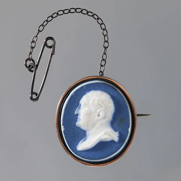Cameo of man in left profile mounted as brooch — Wedgwood and Bentley