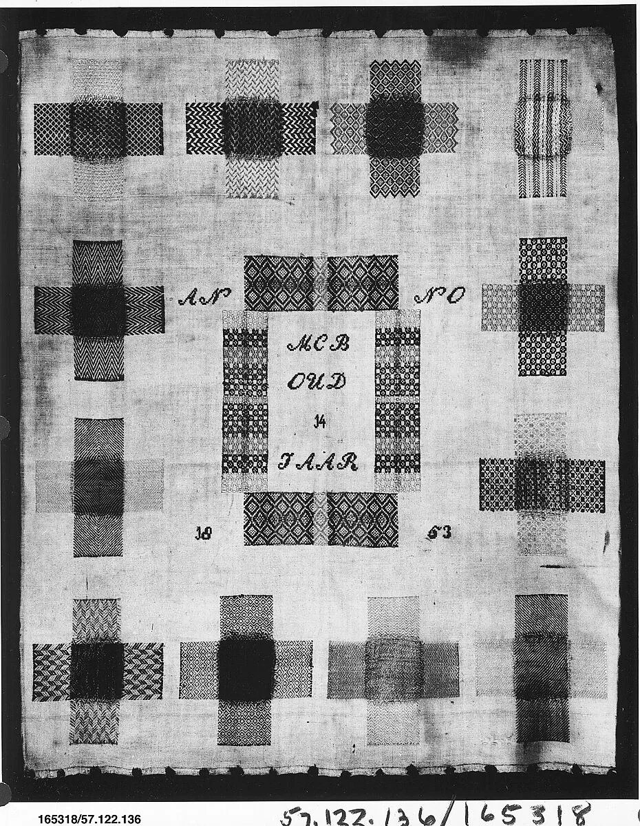 Embroidered darning sampler — Unknown