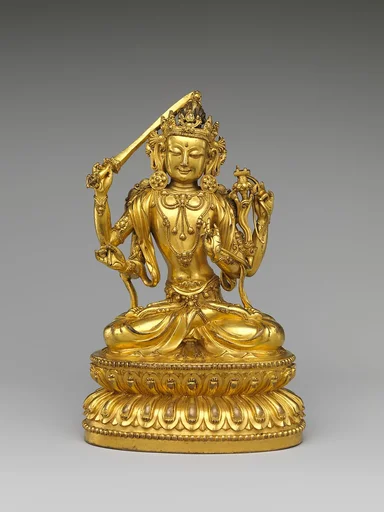 明永樂 黃銅鎏金敏捷文殊菩薩像|Bodhisattva Manjushri as Tikshna-Manjushri (Minjie Wenshu)