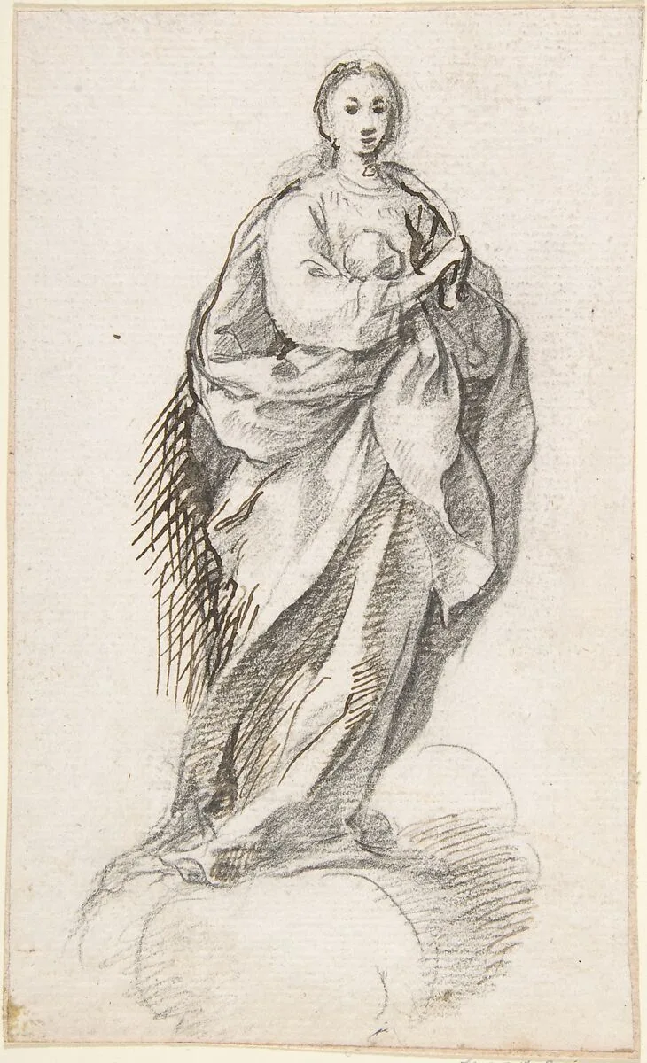 Virgin of the Immaculate Conception Standing on Clouds — Anonymous, Spanish, School of Seville, 17th century|Pedro Duque Cornejo