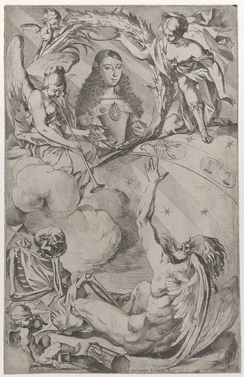 Portrait of Maria Luisa d'Orleans (1662-1689), wife of Charles II of Spain — Marie Louise d’Orléans|Giovanni Battista Bonacina|Cesare Fiori|Ambrosius Besutius