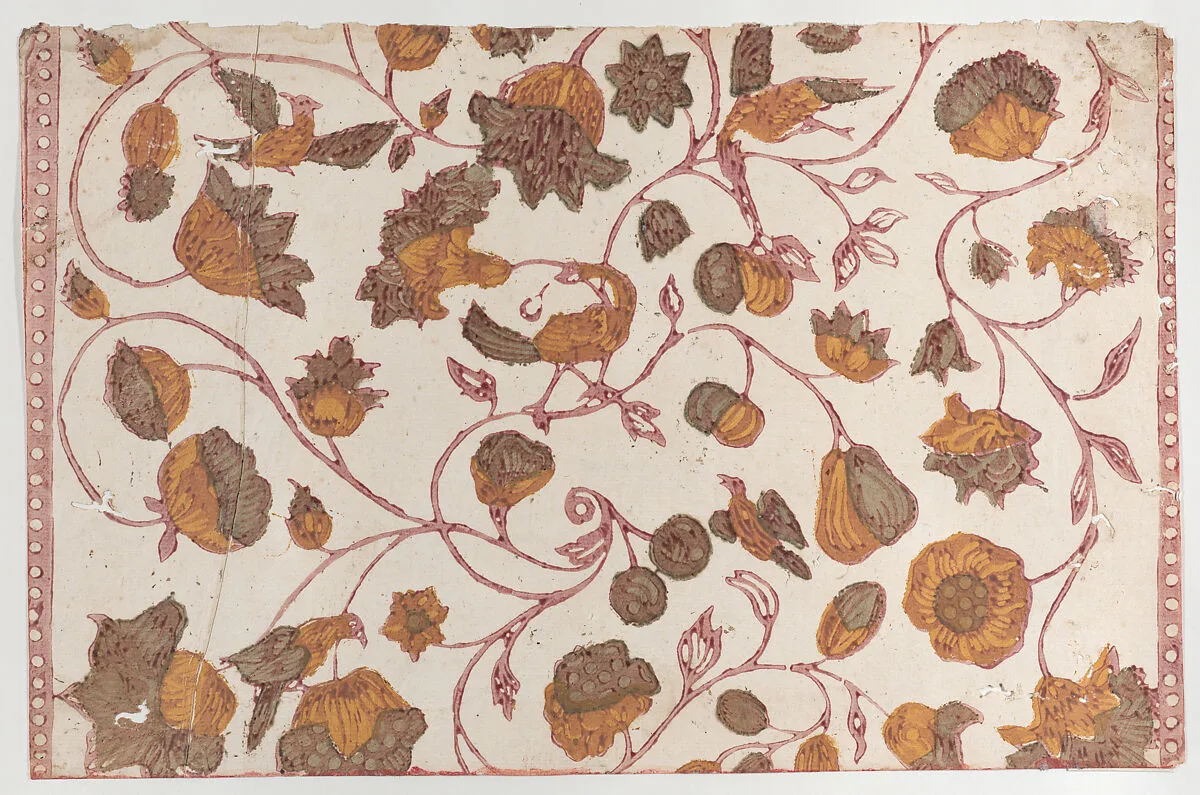 Sheet with overall floral pattern — Anonymous