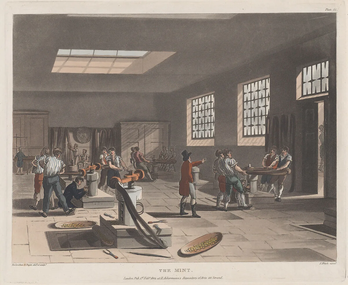 The Mint — Auguste Charles Pugin|John Bluck|Rudolph Ackermann, London|Thomas Rowlandson