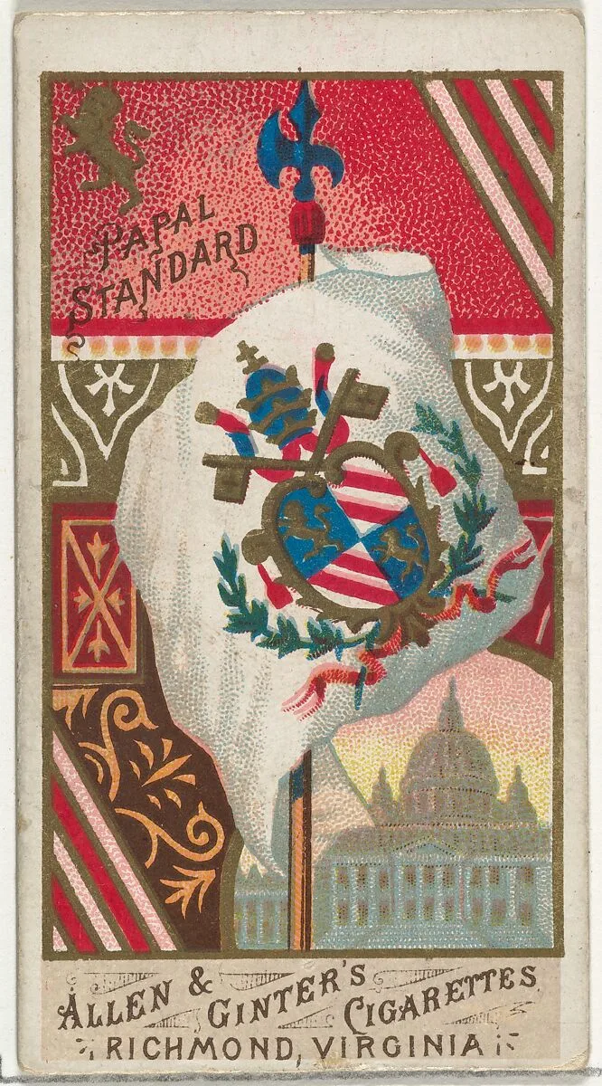 Papal Standard, from Flags of All Nations, Series 1 (N9) for Allen & Ginter Cigarettes Brands — Allen & Ginter