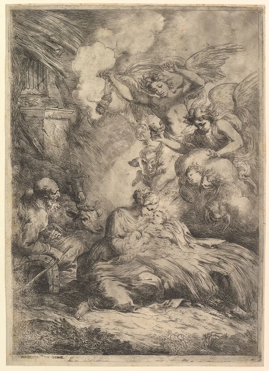 The Nativity with Angels — Bartolomeo Biscaino