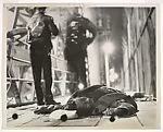 Body of driver of auto Michael Johnson, 20 year old of 978 Union Ave Bronx. Lying on 3rd ave Bridge with knife in his hand after he was shot by Ptl. Charles Passela. Johnson slashed at Ptl. Passela after being stopped in car chase at the above location — Godfrey
