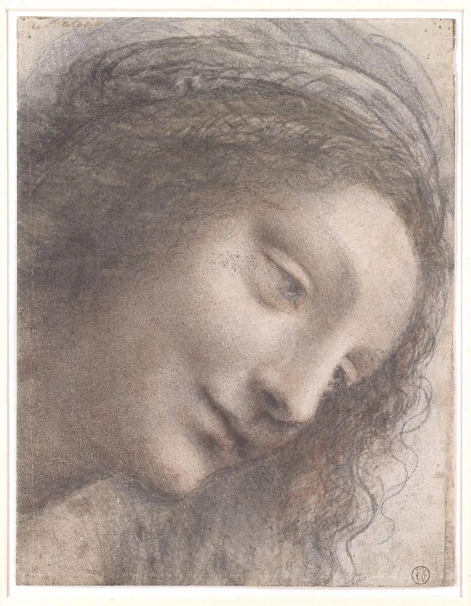 The Head of the Virgin in Three-Quarter View Facing Right — Leonardo da Vinci