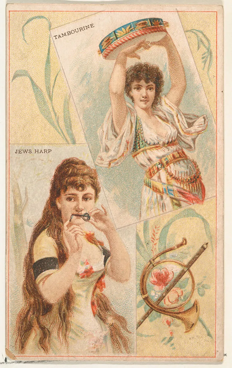 Jews Harp and Tambourine, from the Musical Instruments series (N121) issued by Duke Sons & Co. to promote Honest Long Cut Tobacco — W. Duke, Sons & Co.|Schumacher & Ettlinger
