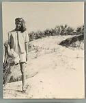 [Unidentified Woman, Possibly Jane Evans Brewer, Standing on Sand Dune]