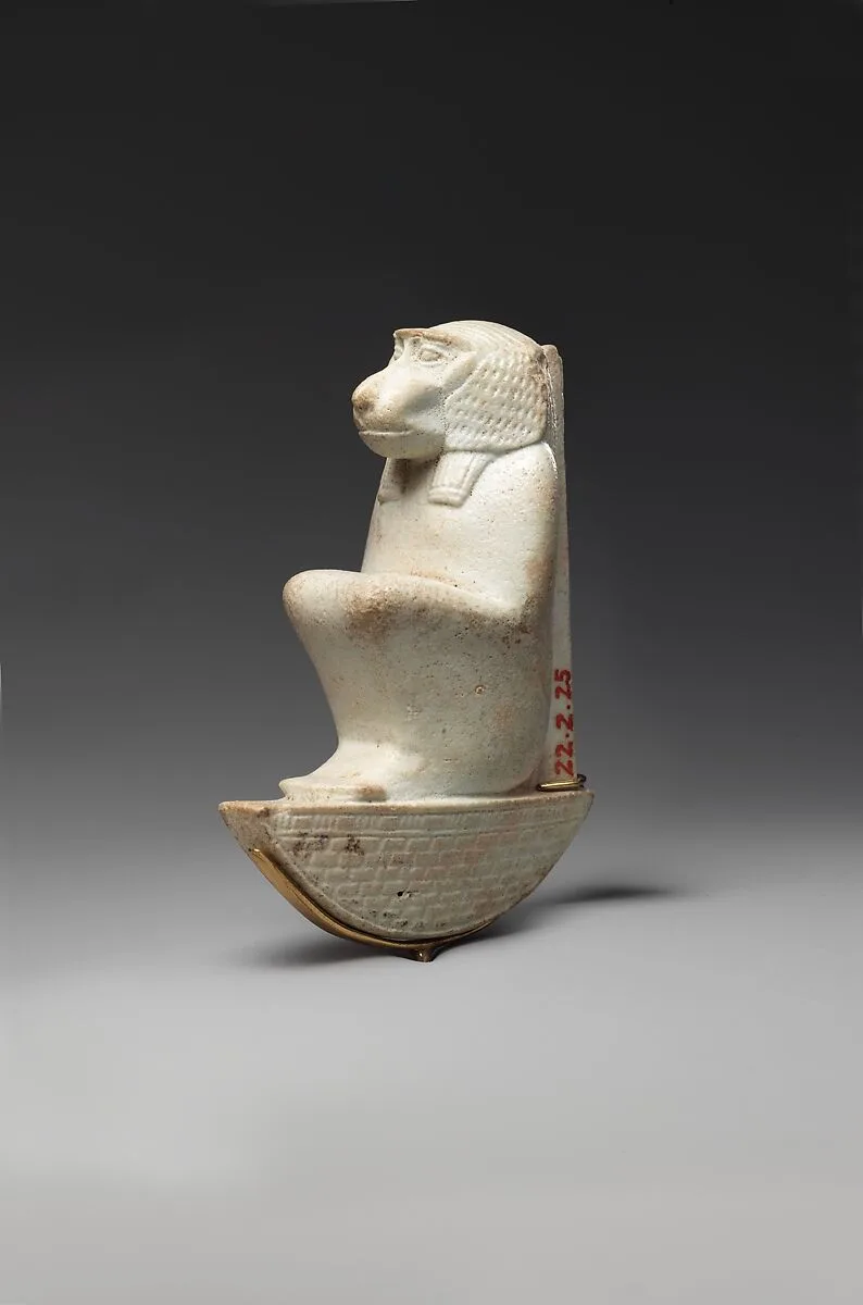 Figure of baboon on a basket and with a pillar, the shebet offering — Unknown