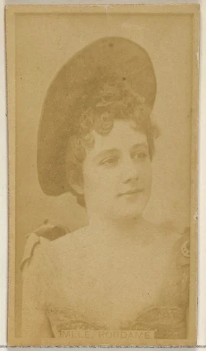 Mlle. Rordame, from the Actors and Actresses series (N45, Type 8) for Virginia Brights Cigarettes