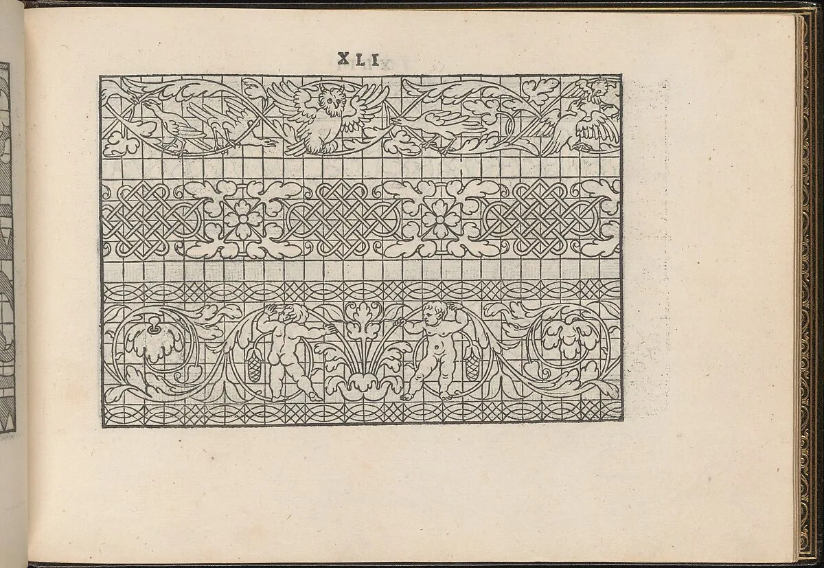 La Vera Perfettione del Disegno di varie sorti di recami, page 21 (recto) — Giovanni Ostaus|Giuseppe Salviati (Giuseppe Porta, called Il Salviati)