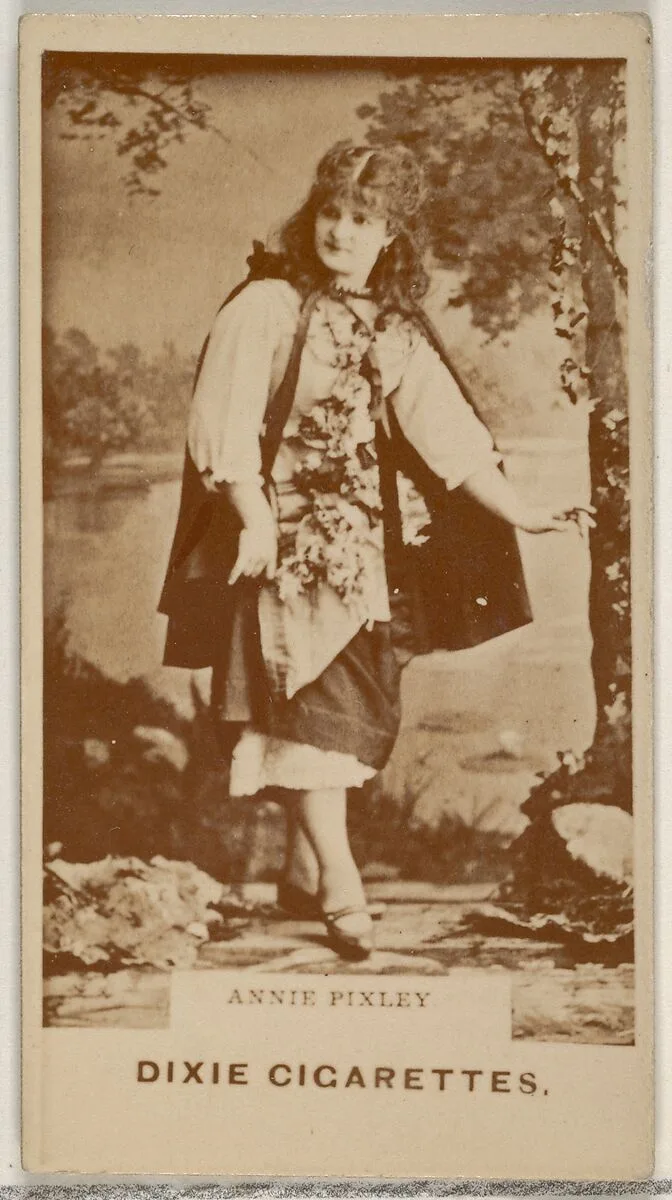 Annie Pixley, from the Actors and Actresses series (N45, Type 7) for Dixie Cigarettes — Allen & Ginter