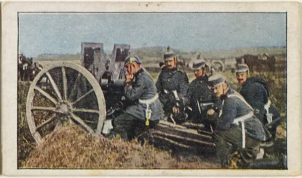 Card No. 29, German Artillery on the Field, from the World War I Scenes series (T121) issued by Sweet Caporal Cigarettes — Underwood & Underwood|American Tobacco Company