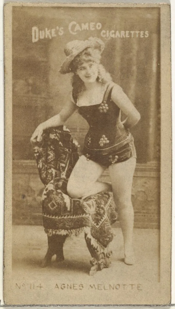 Card Number 114, Agnes Melnotte, from the Actors and Actresses series (N145-4) issued by Duke Sons & Co. to promote Cameo Cigarettes — W. Duke, Sons & Co.