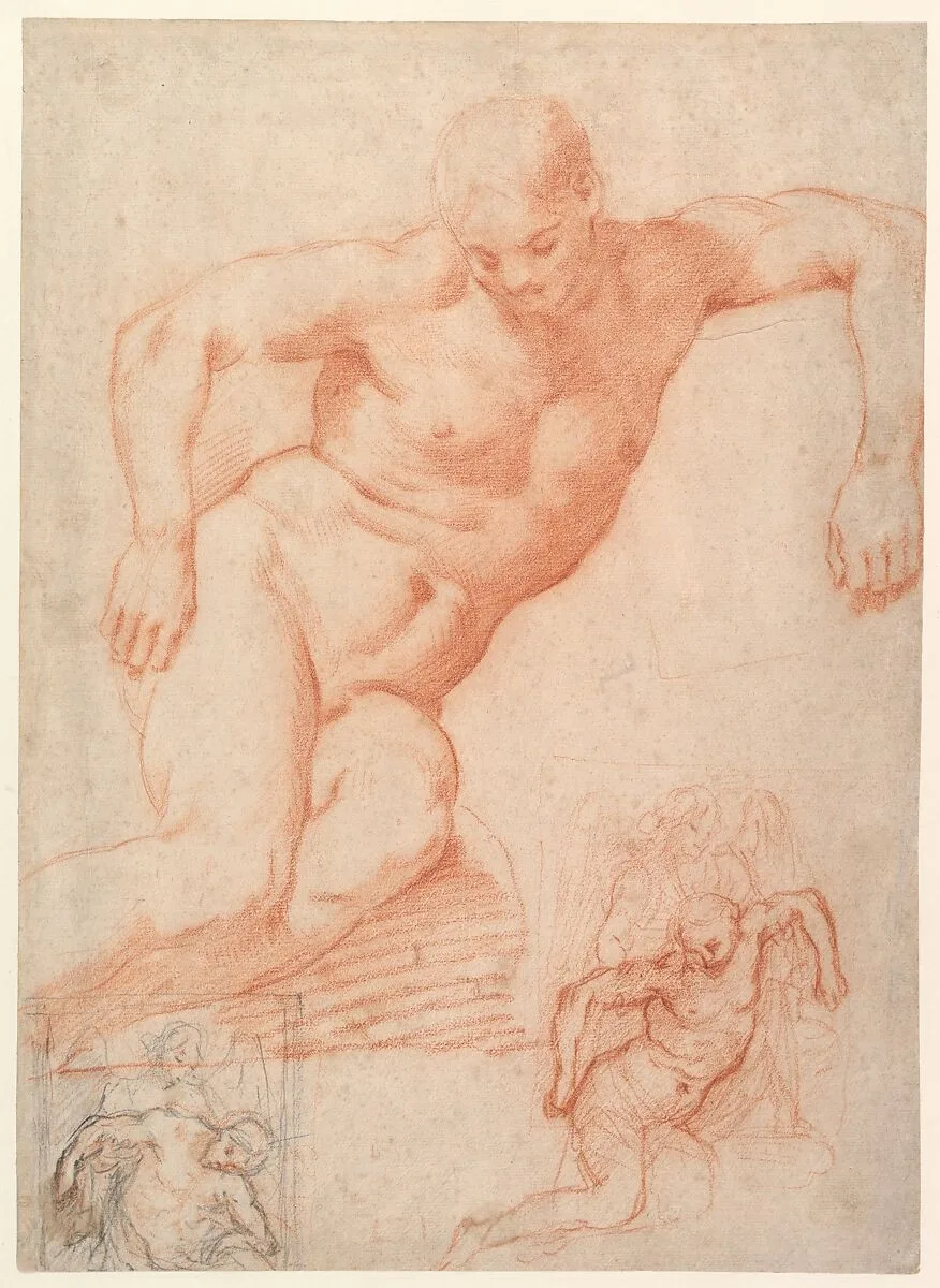 Studies of the Dead Christ supported by an Angel, with subsidiary studies for the same composition — Poppi (Francesco Morandini)