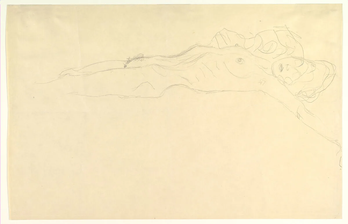 Reclining Nude with Outstretched Left Arm — Gustav Klimt