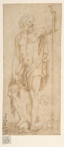 Neptune Holding a Trident and Standing on a Dolphin