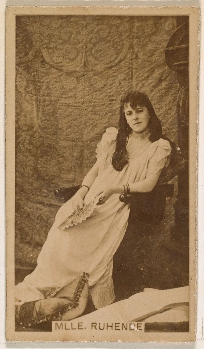 Mlle. Ruhende, from the Actresses series (N245) issued by Kinney Brothers to promote Sweet Caporal Cigarettes — Kinney Brothers Tobacco Company