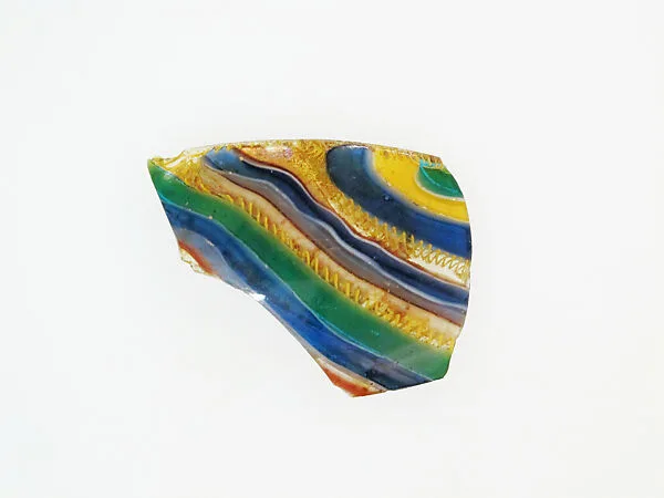 Glass striped mosaic bowl fragment — Unknown