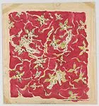 Textile Design with Fairies or Little Girls and Green Flowers on a Red Ground — Marcel Vertès