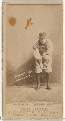 Herman C. Long, Catcher, Kansas City Cowboys, from the Old Judge series (N172) for Old Judge Cigarettes