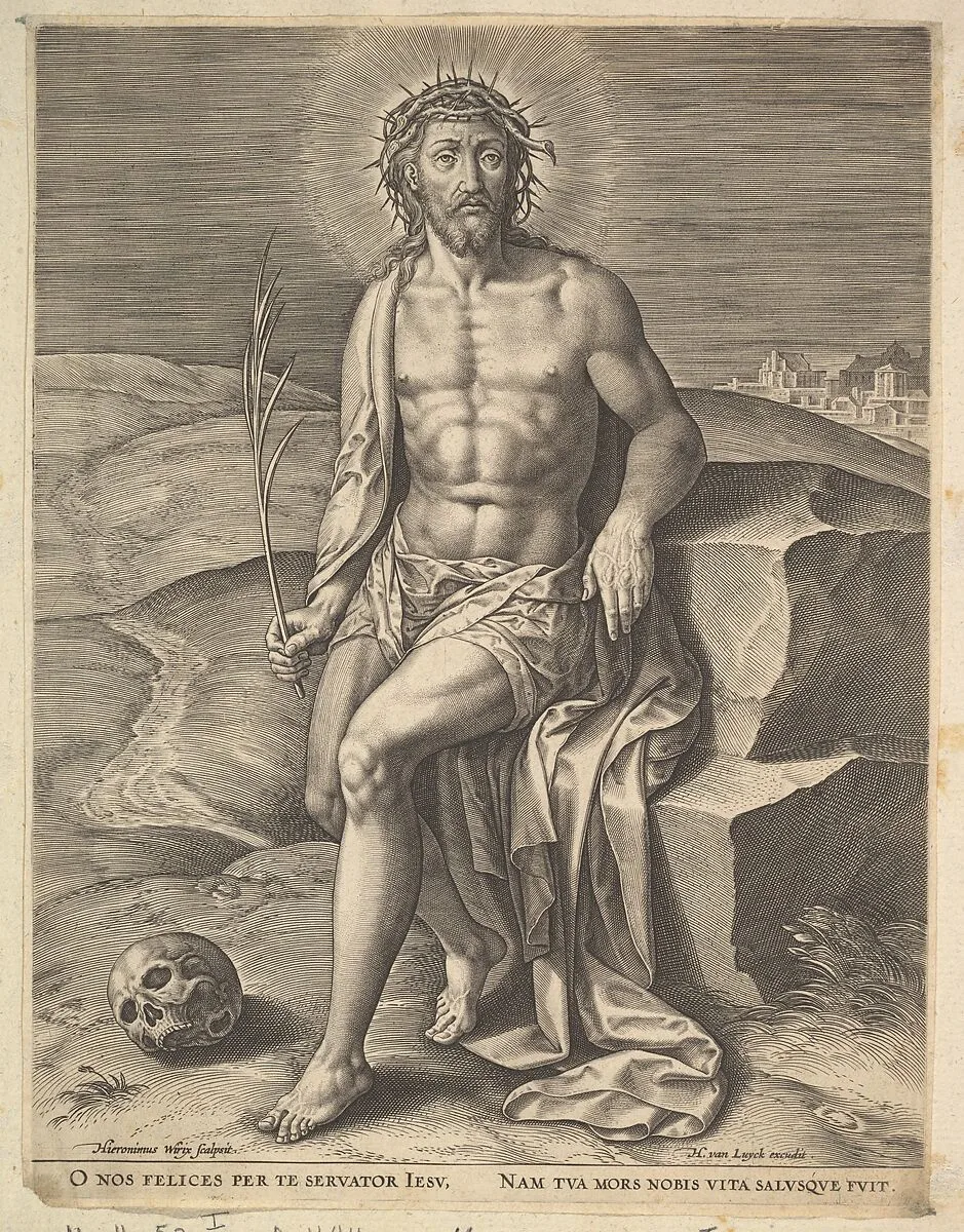 Christ Sitting on the Cold Stone — Hieronymus (Jerome) Wierix