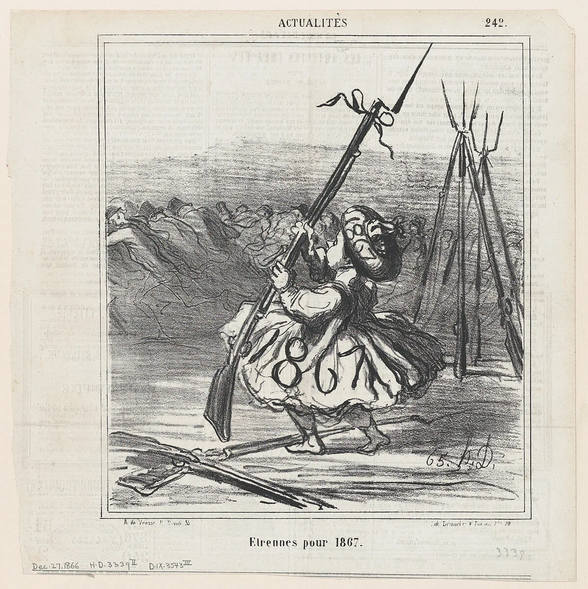 New Year's gifts for 1867, from 'News of the day,' published in Le Charivari, December 27, 1866 — Honoré Daumier|Destouches|Arnaud de Vresse