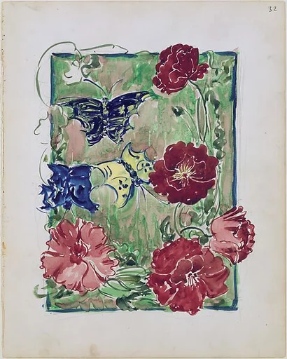 Large Boston Public Garden Sketchbook: Flowers and butterflies
