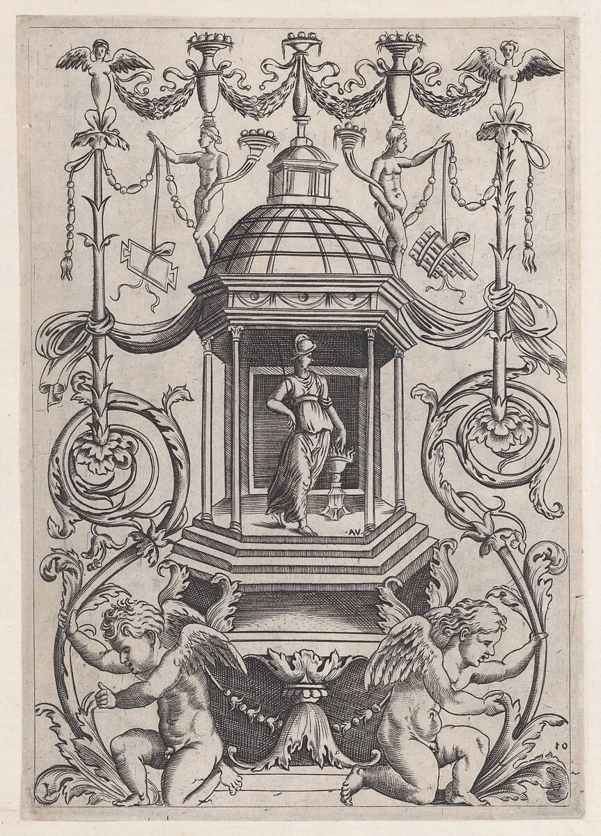 Ornamental Panel — Agostino Veneziano (Agostino dei Musi)|Raphael (Raffaello Sanzio or Santi)|Giovanni da Udine (Giovanni dei Ricamatori)