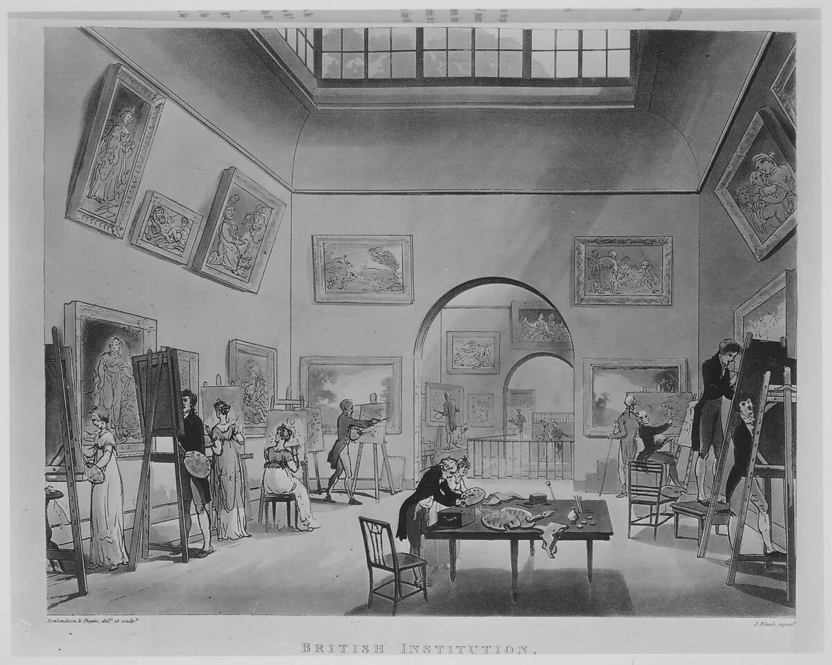 The Microcosm of London, Vol. I — William Henry Pyne|Thomas Rowlandson|Rudolph Ackermann, London|William Combe|George IV, King of Great Britain and Ireland|Edward Francis Burney|Thomas Williamson|Thomas Tomkins|Robert Ashby|Thomas Bensley|Joseph Constantine Stadler|Richard Bankes Harraden|John Hill|L. Harrison|John Bluck|Auguste Charles Pugin