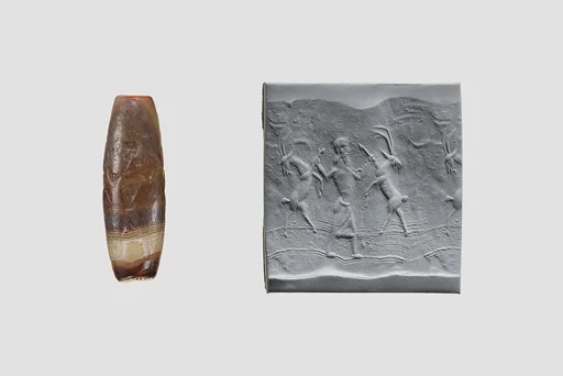 Cylinder seal with three-figure contest scene