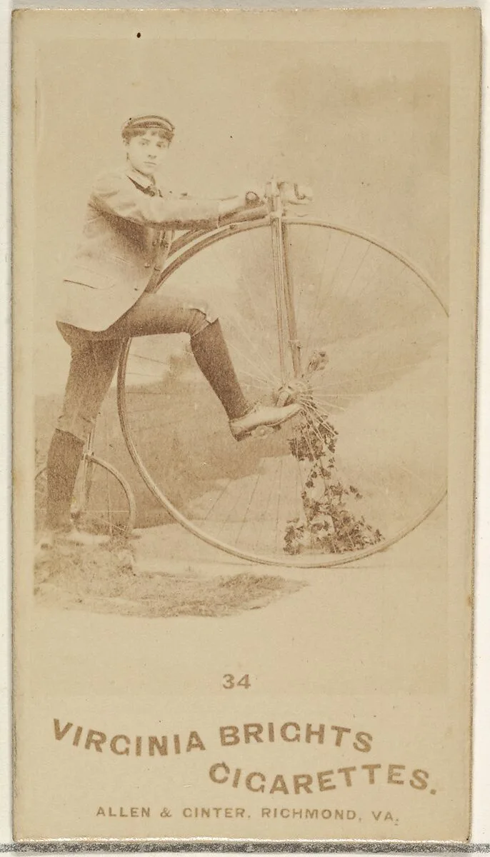Card 34, from the Girl Cyclists series (N49) for Virginia Brights Cigarettes — Allen & Ginter