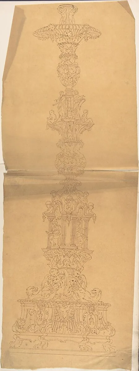 Metal Candlestick with Classical Ornament — Anonymous, British, 19th century