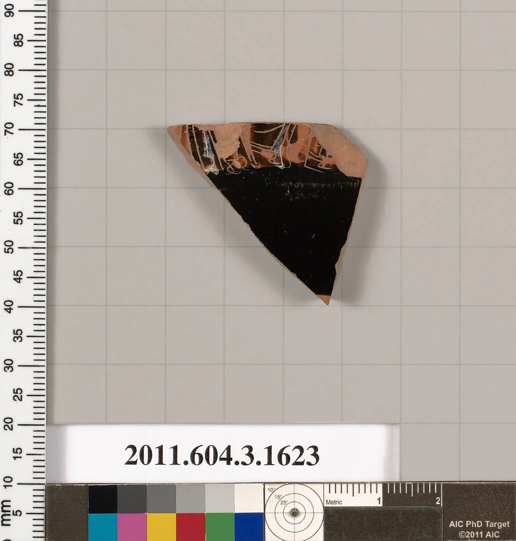 Terracotta fragment of a kylix: Band cup (drinking cup) — Unknown