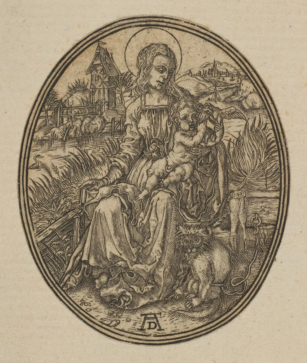 Virgin and Child with the Monkey (reverse copy) — Albrecht Dürer