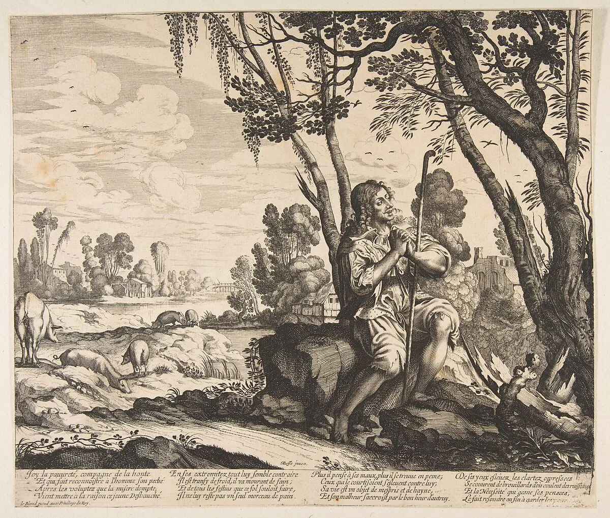 The Prodigal Son Guarding Pigs — Anonymous|Abraham Bosse|Jean I Leblond