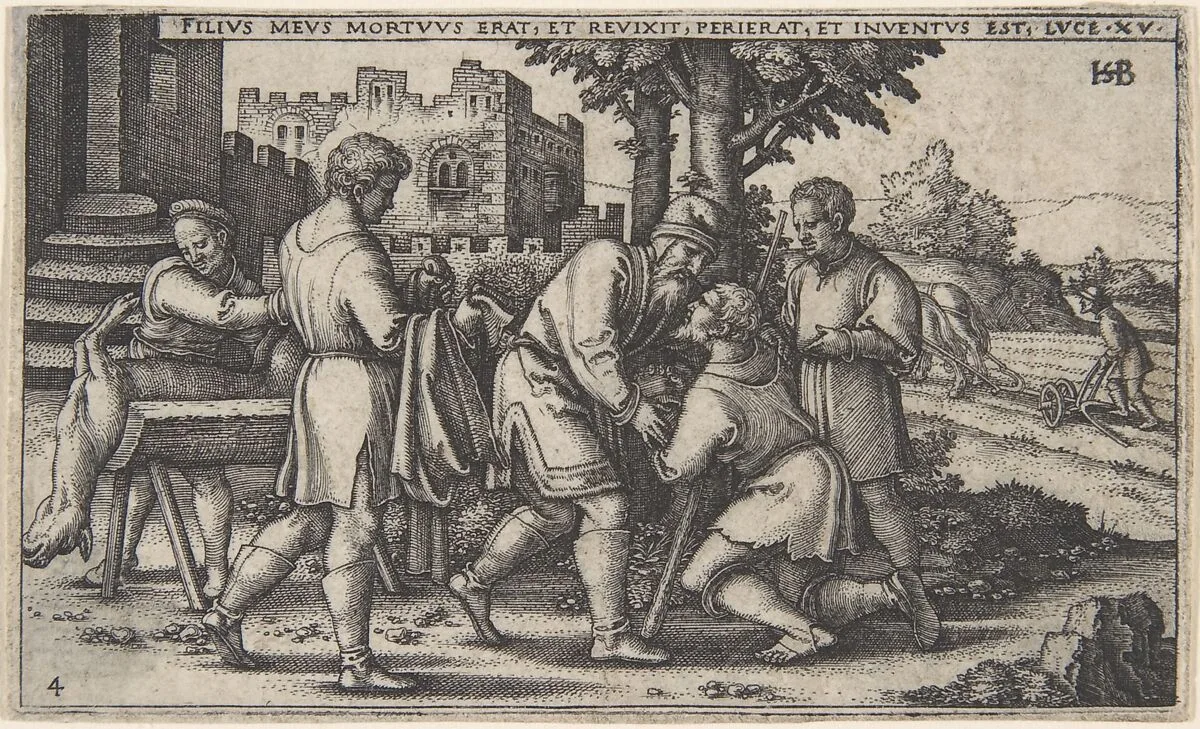 Return of the Prodigal Son, from The History of the Prodigal Son — Sebald Beham