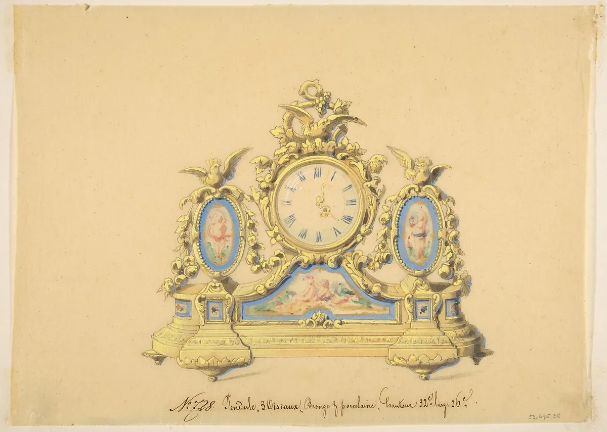 Design for a Clock: Three Birds — Anonymous, French, 19th century