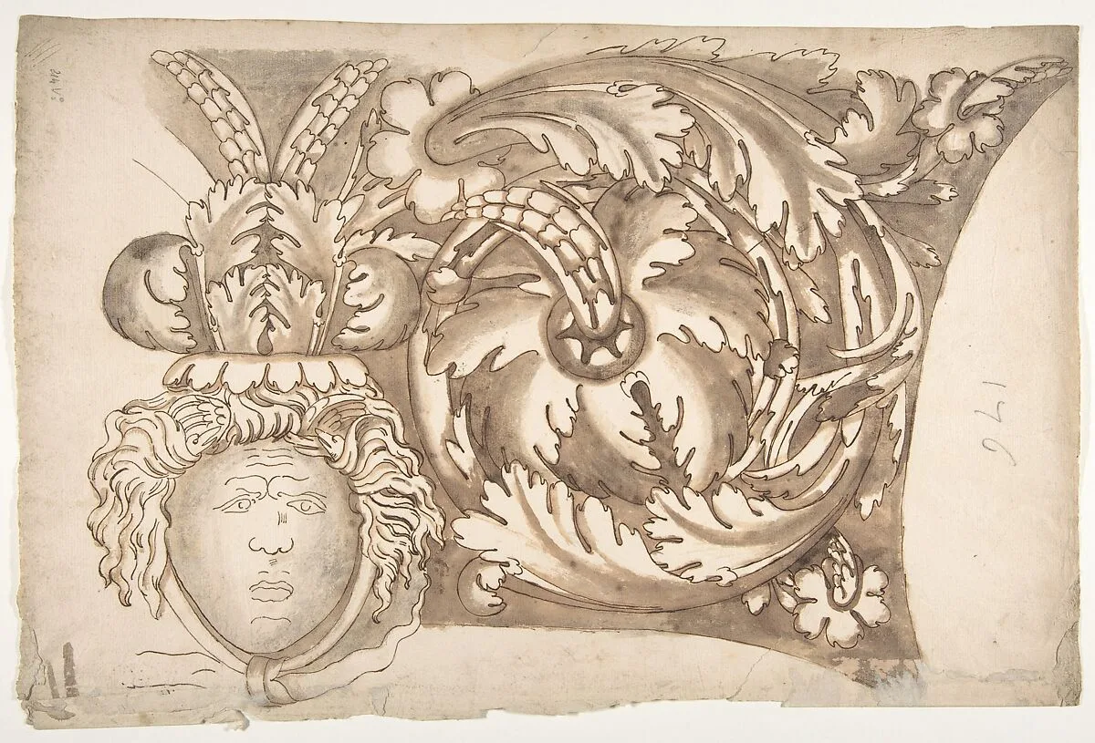 Arch of Septimius Severus, panel, elevation (recto) blank (verso) — Anonymous, French, 16th century