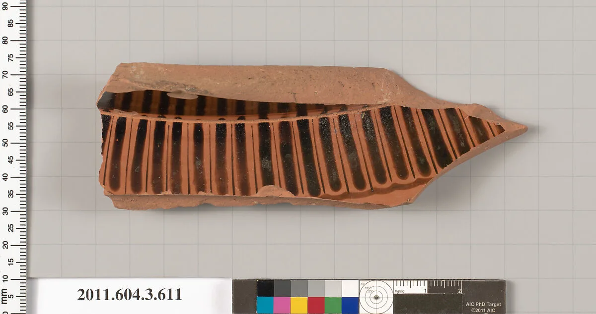 Terracotta fragment of a column-krater (bowl for mixing wine and water) or dinos (bowl for mixing wine and water) — Unknown