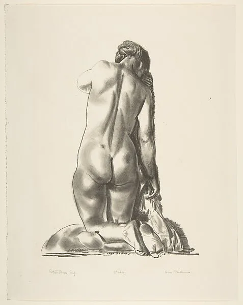 Nude Study, Woman Kneeling on a Pillow — George Bellows|Bolton Brown|George Bellows