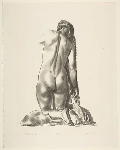 Nude Study, Woman Kneeling on a Pillow