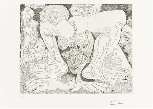 Female Acrobat with Face Makeup and Spectators, from 347 Suite