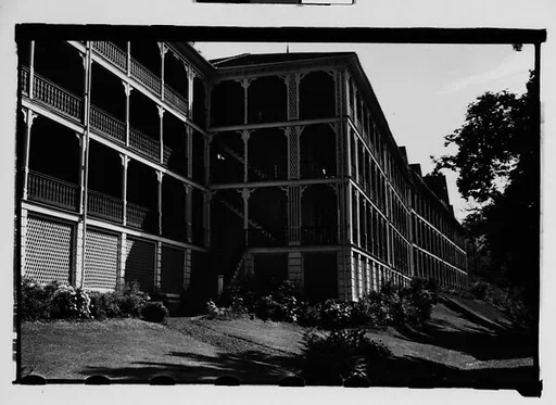 [Side View of Hotel Porches, Bedford Springs, Pennsylvania]