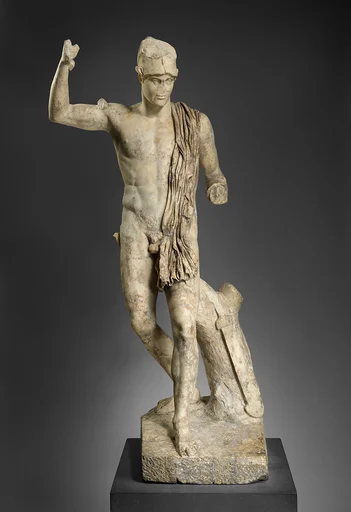Marble statue of a wounded warrior