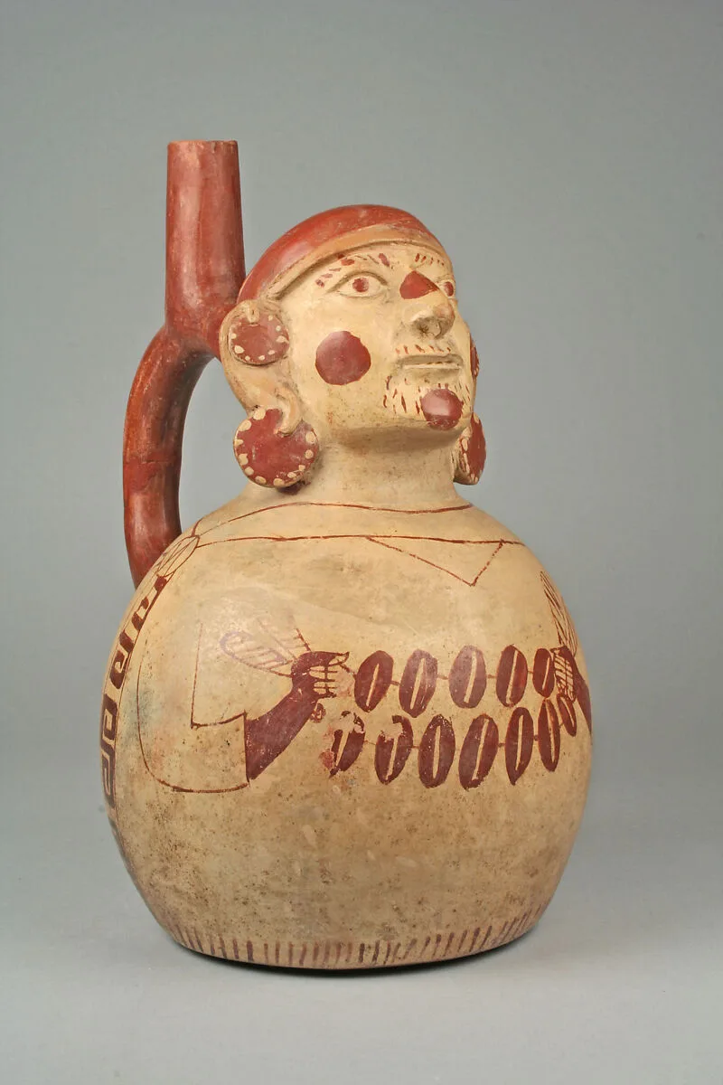 Stirrup Spout Bottle with Figure — Unknown