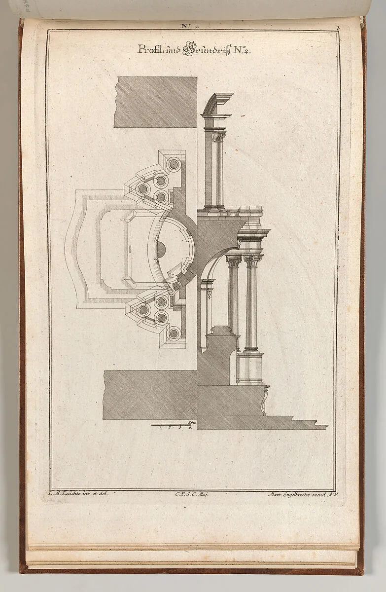 Floorplan and Side View of an Altar, Plate b (2) from 'Unterschiedliche Neu Inventierte Altäre mit darzu gehörigen Profillen u. Grundrißen.' — Johann Michael Leüchte