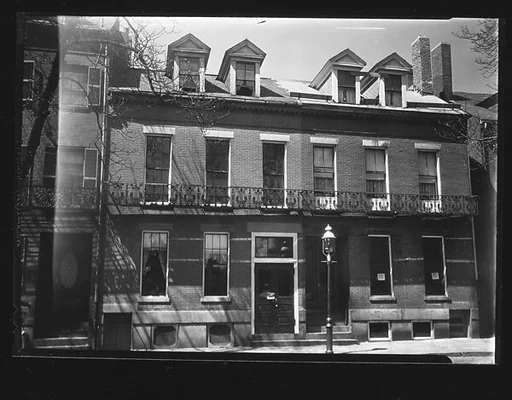 [Brick Greek Revival Town Houses with Iron Lyre Grillwork Balconies, East Boston, Massachusetts]